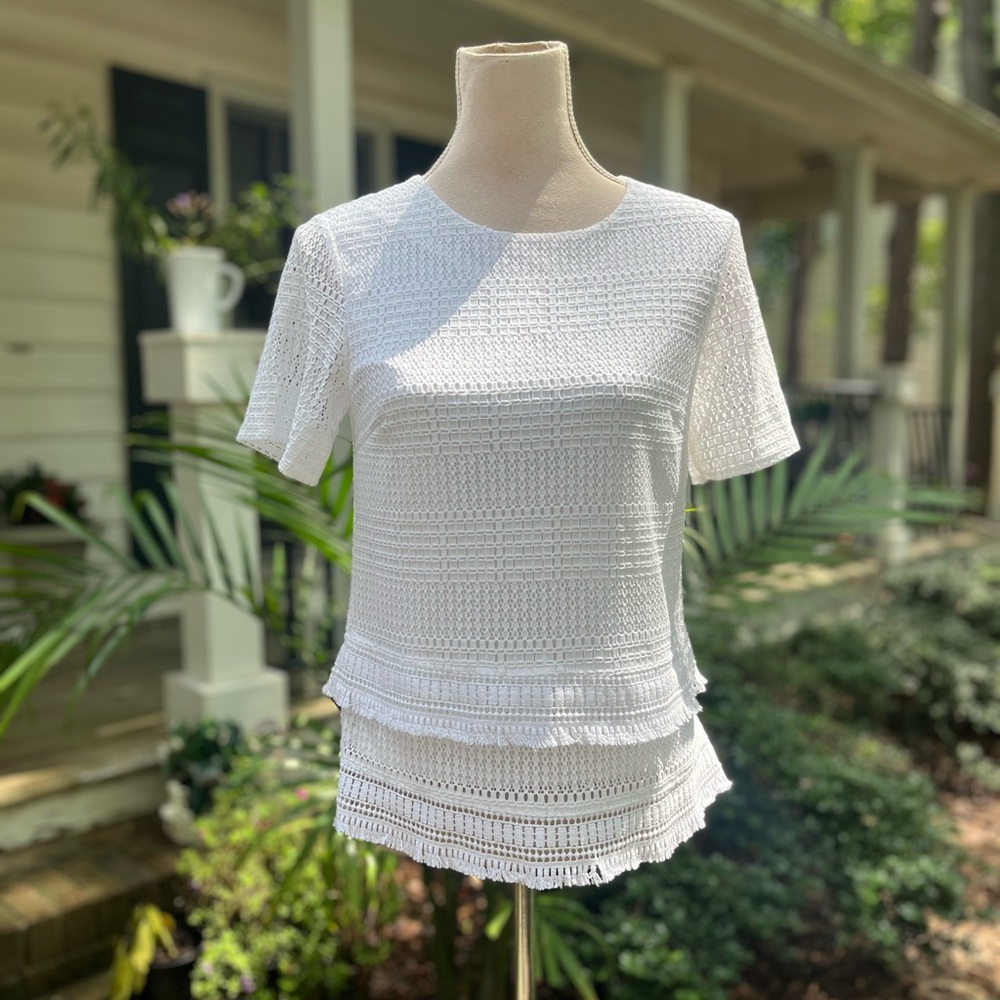 Banana Republic NWT White Crochet Top, Size XS, Short Sleeves